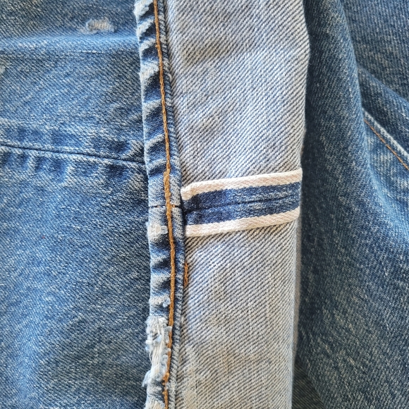 Vintage Levis 501 Blue Button Fly Jeans USA Made 32x32 Distressed Redline - Picture 11 of 11